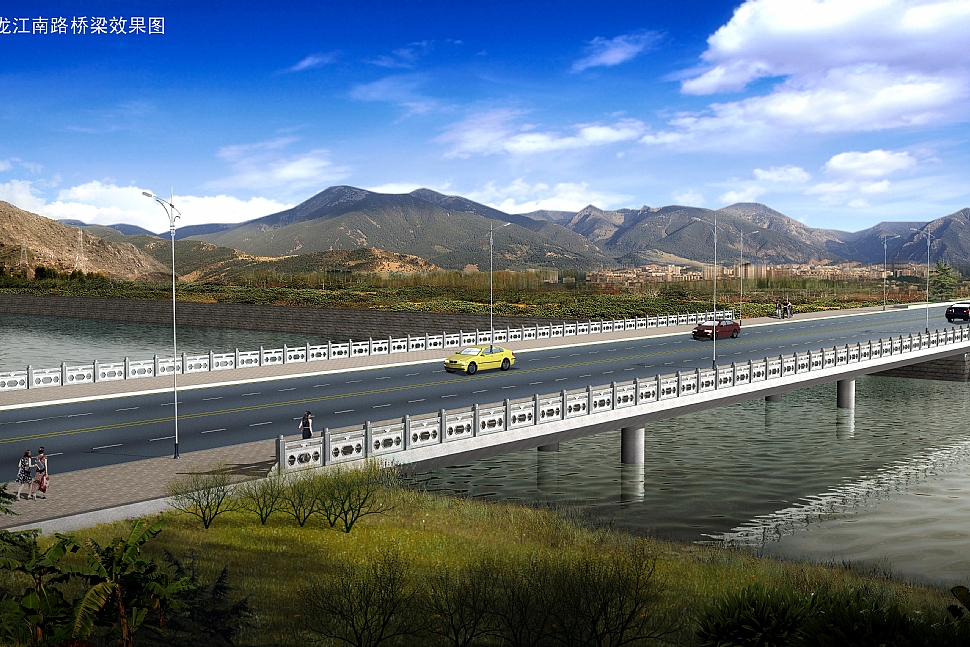 西藏日喀则市黑龙江南路孜拉河桥|Heilongjiang South Road Zira River Bridge in Shigatse City, Tibet